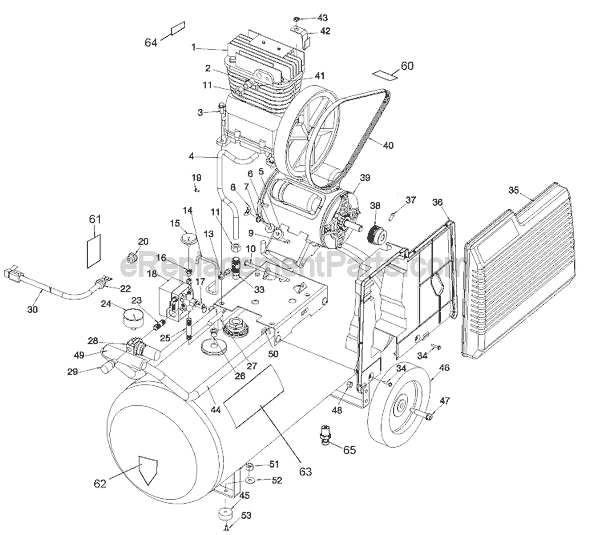 Page A Diagram and Parts List for C5510  Porter Cable Compressor